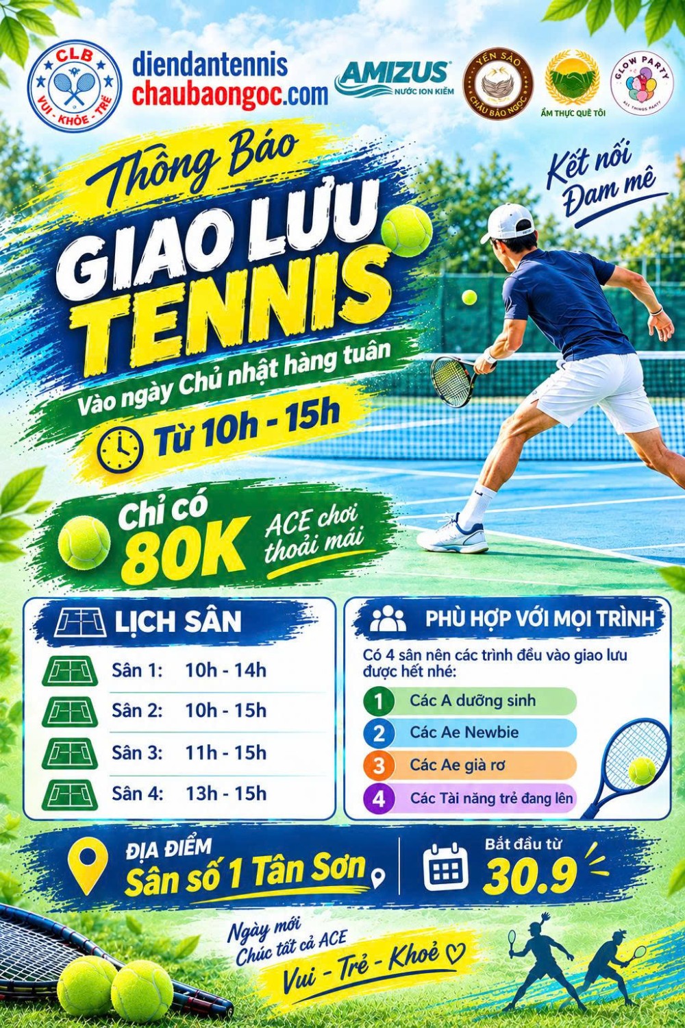 GIAO LƯU TENNIS CHỦ NHẬT HẰNG TUẦN